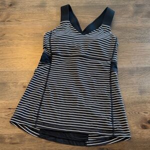 This is a Lululemon Push Your Limits Tank Top black & white stripe pattern. 8